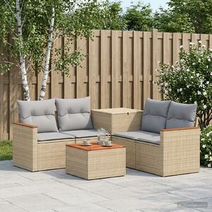 VidaXL Kanapé Szett 6 db Beige és Világosszürke Poli rattan és acél