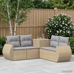VidaXL Kanapé Szett 5 db Beige és Világosszürke Poli rattan és acél