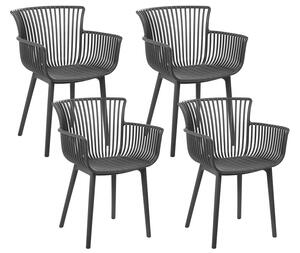 Kerti szék 4 részes készlet Szintetikus anyag Fekete PESARO