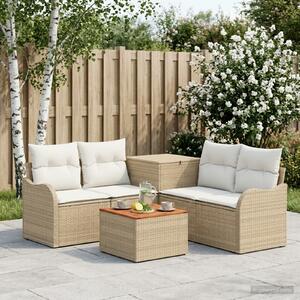 VidaXL Kanapé Szett 6 db Beige és Krémszínű Poli rattan és acél