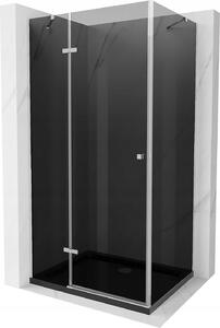 Mexen Roma, zuhanykabin csuklós ajtóval 80 (ajtó) x 100 (fal) cm, 6mm szürke üveg, króm profil + vékony zuhanytálca fekete + króm szifon, 854-080-100-01-40-4070