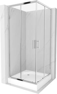 Mexen Rio, négyzet alakú zuhanykabin tolóajtóval 90 x 90 cm, 5mm átlátszó üveg, króm profil + fehér magas zuhanytálca Rio, 860-090-090-01-00-4510