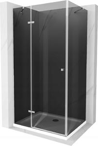 Mexen Roma, zuhanykabin csuklós ajtóval 80 (ajtó) x 70 (fal) cm, 6mm szürke üveg, króm profil + vékony zuhanytálca fehér + króm szifon, 854-080-070-01-40-4010