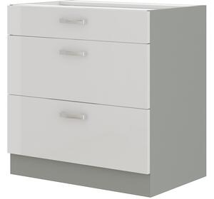 Alsó konyhaszekrény Brunea 80 D 3S BB (szürke + fényes fehér)