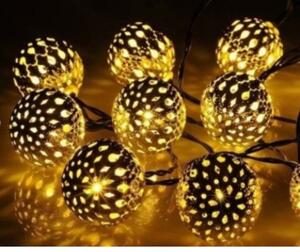Led fényfüzér , aranygömb alakú , 10 db , meleg fehér