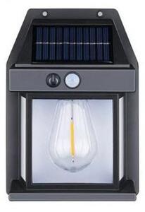 Led lámpatest , napelemes , mozgás- és szürkületérzékelős , 1 Watt , természetes fehér , kültéri , fekete , IP44
