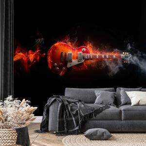 Fotótapéta égő elektromos gitár füstben