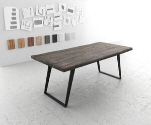 DELIFE Étkezőasztal Edge 200x100 XL akác platina fém ferde Live-Edge