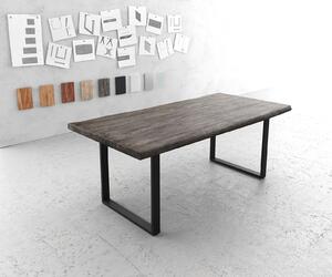 DELIFE Étkezőasztal Edge 200x100 XL akác platina vékony lábazat fekete Live-Edge