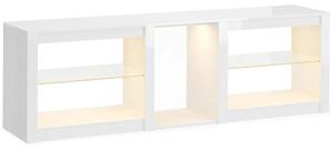TV-szekrény RGB LED világítással, modern, fehér