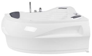Fehér whirlpool masszázskád LED világítással és Bluetooth hangszóróval 210 x 145 cm MONACO