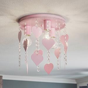 Eko-Light Corazon mennyezeti világítás rózsaszín szívekkel, dimmelhető, Lila / pink / rózsaszín, Gyermekszoba, fém, Fiatalos életstílus