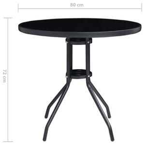 VidaXL fekete acél és üveg kerti asztal 80 cm