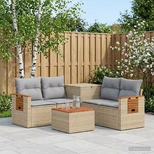 VidaXL Kanapé Szett 6 db Beige és Világosszürke Poli rattan és acél