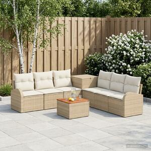 VidaXL Kanapé Szett 8 db Beige és Krémszínű Poli rattan és acél