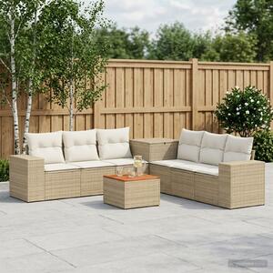 VidaXL Kanapé Szett 8 db Beige és Krémszínű Poli rattan és acél