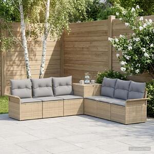 VidaXL Kanapé Szett 7 db Beige és Világosszürke Poli rattan és acél