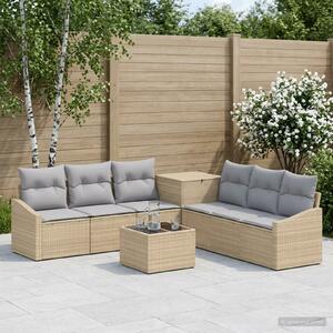VidaXL Kanapé Szett 8 db Beige és Világosszürke Poli rattan és acél