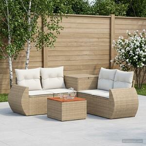 VidaXL Kanapé Szett 6 db Beige és Krémszínű Poli rattan és acél