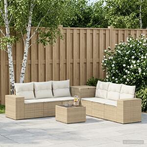 VidaXL Kanapé Szett 8 db Beige és Krémszínű Poli rattan és acél