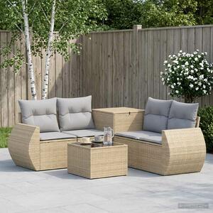 VidaXL Kanapé Szett 6 db Beige és Világosszürke Poli rattan és acél