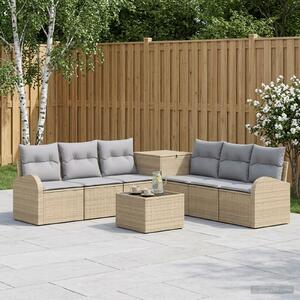 VidaXL Kanapé Szett 8 db Beige és Világosszürke Poli rattan és acél