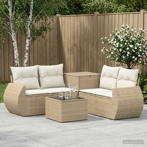 VidaXL Kanapé Szett 6 db Beige és Krémszínű Poli rattan és acél
