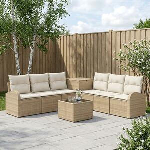 VidaXL Kanapé Szett 8 db Beige és Krémszínű Poli rattan és acél