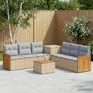 VidaXL Kanapé Szett 8 db Beige és Világosszürke Poli rattan és acél