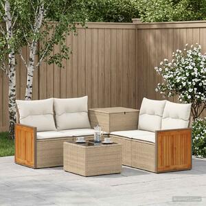 VidaXL Kanapé Szett 6 db Beige és Krémszínű Poli rattan és acél