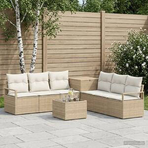 VidaXL Kanapé Szett 8 db Beige és Krémszínű Poli rattan és acél