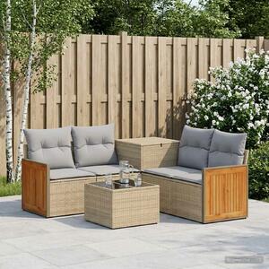 VidaXL Kanapé Szett 6 db Beige és Világosszürke Poli rattan és acél