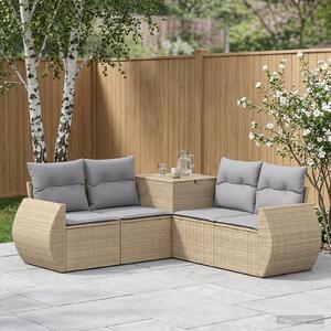 VidaXL Kanapé Szett 5 db Beige és Világosszürke Poli rattan és acél