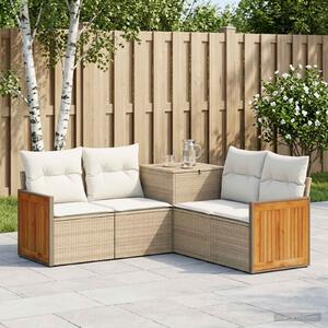 VidaXL Kanapé Szett 5 db Beige és Krémszínű Poli rattan és acél