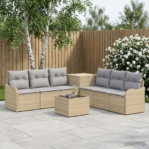 VidaXL Kanapé Szett 8 db Beige és Világosszürke Poli rattan és acél