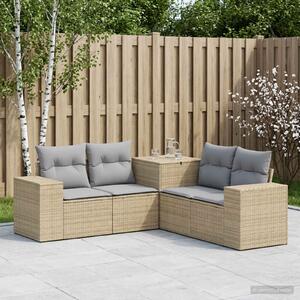 VidaXL Kanapé Szett 5 db Beige és Világosszürke Poli rattan és acél