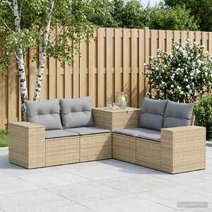 VidaXL Kanapé Szett 5 db Beige és Világosszürke Poli rattan és acél