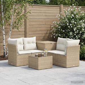 VidaXL Kanapé Szett 6 db Beige és Krémszínű Poli rattan és acél