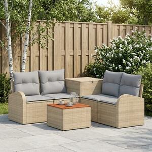 VidaXL Kanapé Szett 6 db Beige és Világosszürke Poli rattan és acél