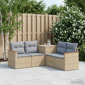 VidaXL Kanapé Szett 5 db Beige és Világosszürke Poli rattan és acél