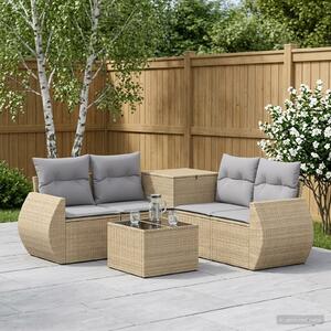 VidaXL Kanapé Szett 6 db Beige és Világosszürke Poli rattan és acél