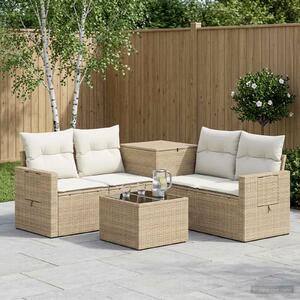 VidaXL Kanapé Szett 6 db Beige és Krémszínű Poli rattan és acél