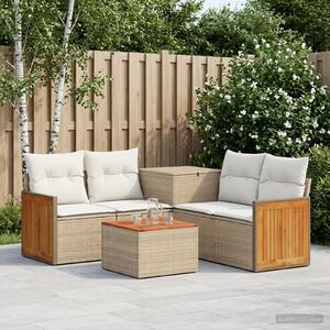 VidaXL Kanapé Szett 6 db Beige és Krémszínű Poli rattan és acél