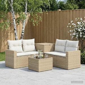 VidaXL Kanapé Szett 6 db Beige és Krémszínű Poli rattan és acél