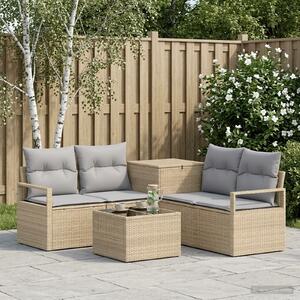 VidaXL Kanapé Szett 6 db Beige és Világosszürke Poli rattan és acél