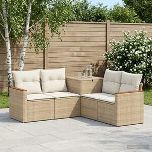 VidaXL Kanapé Szett 5 db Beige és Krémszínű Poli rattan és acél