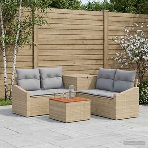 VidaXL Kanapé Szett 6 db Beige és Világosszürke Poli rattan és acél