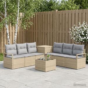 VidaXL Kanapé Szett 8 db Beige és Világosszürke Poli rattan és acél