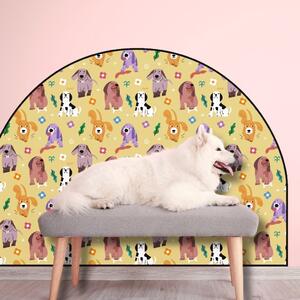 PIPPER. Védő textil falmatrica – Ív – Színes kutyák Méret: 120x96cm, Indíték: név nélkül