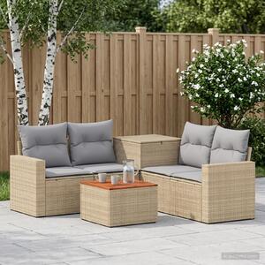 VidaXL Kanapé Szett 6 db Beige és Világosszürke Poli rattan és acél